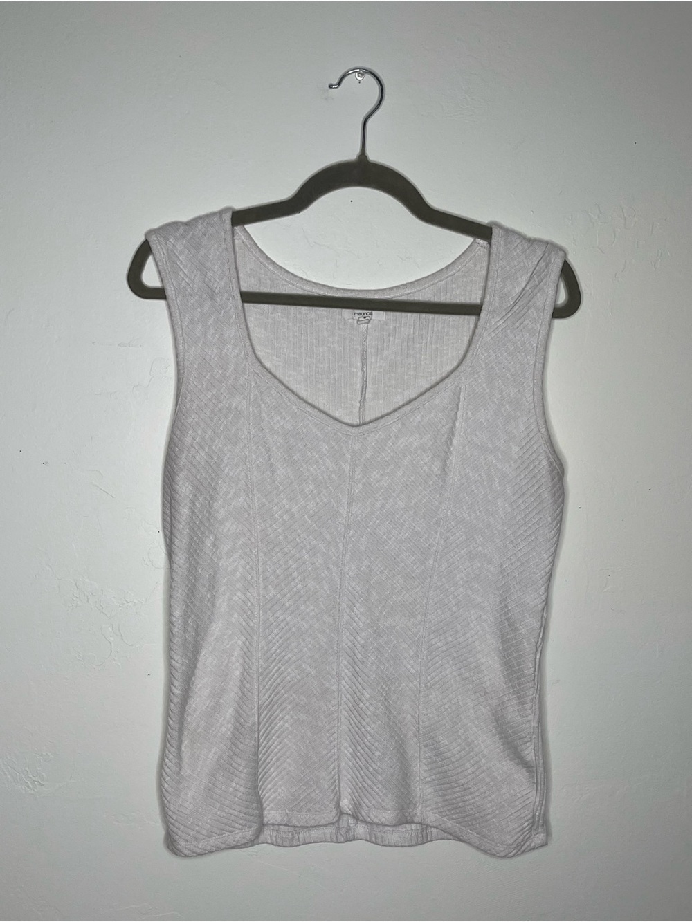 Maurices White V-Neck Knit Tank Top